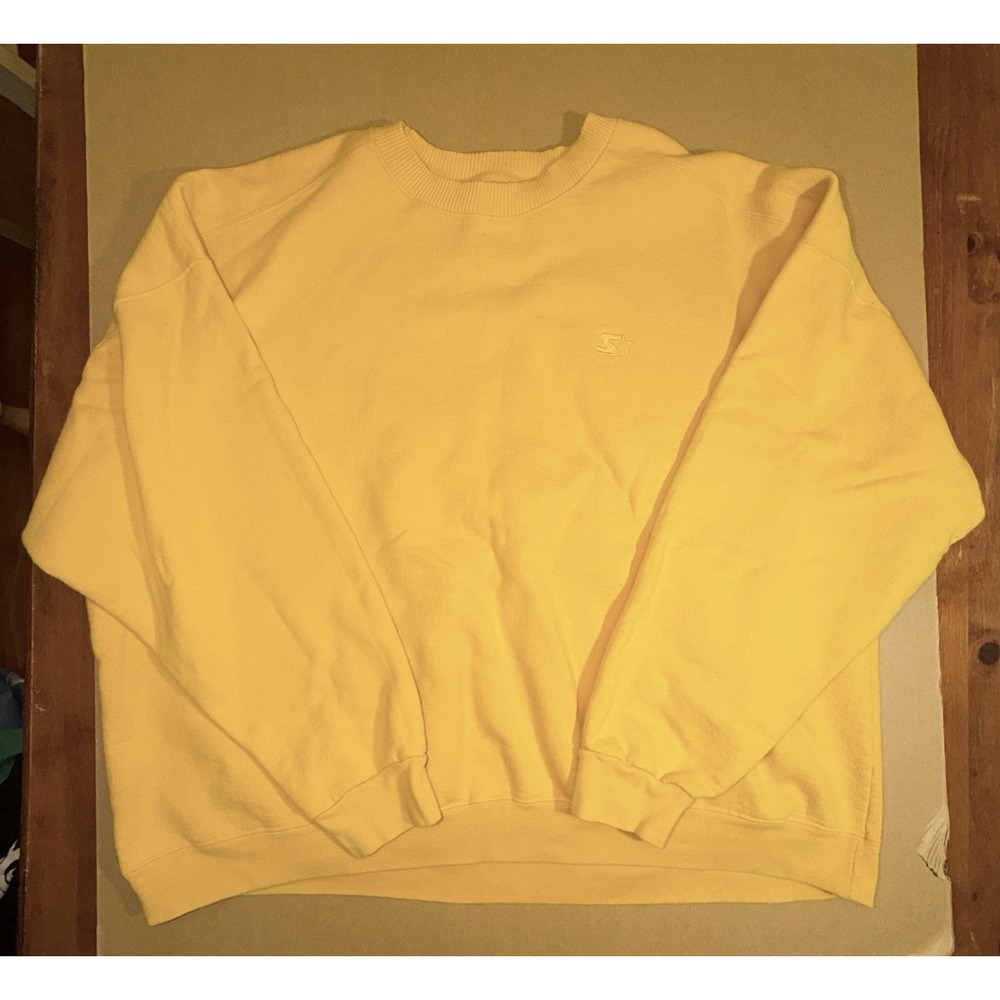 STARTER Pro 80 Men's Vintage Sweatshirt 90s Heavyweight Yellow Boxy Size 2XL